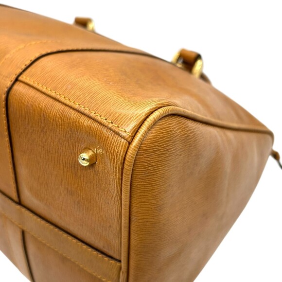 Valentino Garavani Mini Boston Handbag in Camel Brown Leather with V Logo and...